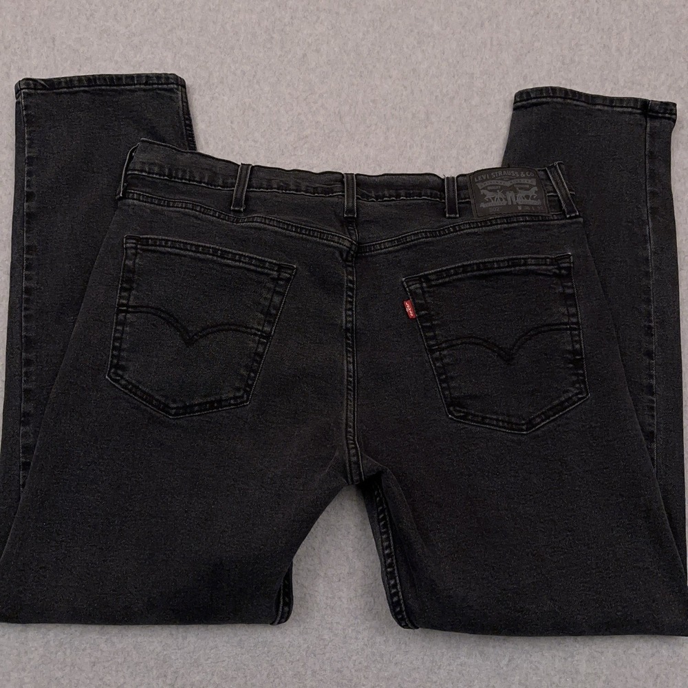 Levi's 502‎ Jeans Men's 37x31 Tapered Fit Black Dark Wash Denim Workwear - Picture 7 of 9